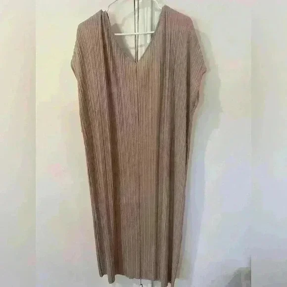 NWT Zara pleated champagne dress, size medium - Picture 2 of 5